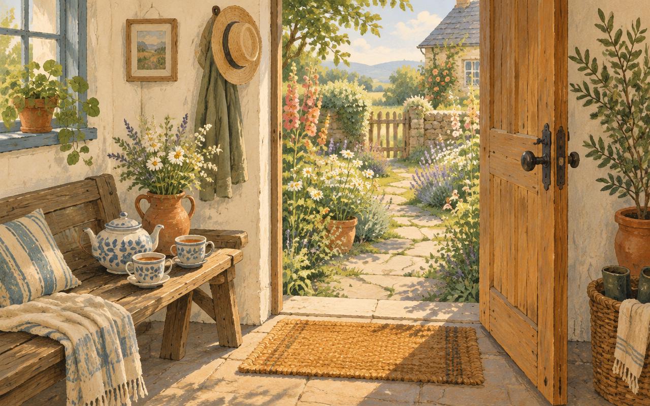 An open door onto a garden