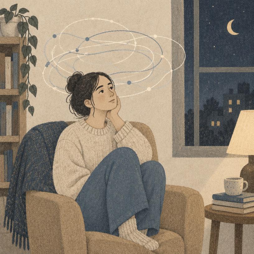 Tangled thoughts drawn as threads